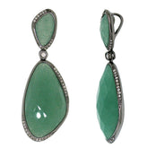 0.18ct Diamond & 21.91ct Aventurine 14k Black Rhodium Pendant