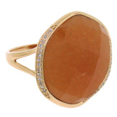 0.11ct Diamond & 22.93ct Peach Aventurine 14k Rose Gold Ring