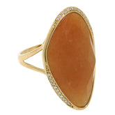 0.10ct Diamond & 17.57ct Peach Aventurine 14k Rose Gold Ring