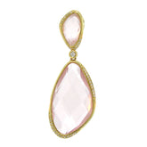 0.18ct Diamond & 24.31ct Rose Quartz 14k Yellow Gold Pendant