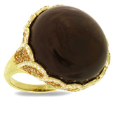 0.86ct Diamond & 39.75ct Smokey Topaz & Yellow Sapphire 14k Yellow Gold Ring