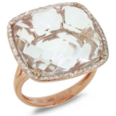 0.25ct Diamond & 17.53ct White Topaz 14k Rose Gold Ring