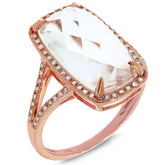 0.23ct Diamond & 6.10ct White Topaz 14k Rose Gold Ring