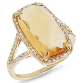 0.23ct Diamond & 6.19ct Citrine 14k Yellow Gold Ring