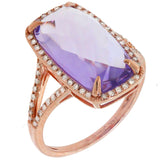 0.23ct Diamond & 6.03ct Amethyst 14k Rose Gold Ring