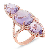 0.56ct Diamond & 9.17ct Amethyst 14k Rose Gold Ring