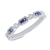0.21ct Diamond & 0.42ct Blue Sapphire 14k White Gold Lady's Ring