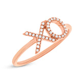 0.09ct 14k Rose Gold Diamond "XO" Ring Size 4