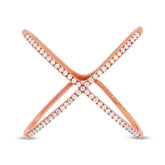 0.18ct 14k Rose Gold Diamond Lady's "X" Ring Size 8.75