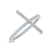 0.15ct 14k White Gold Black & White Diamond Bar Lady's Ring Size 5