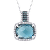 0.19ct Diamond & 3.99ct London Blue Topaz 14k White Gold Pendant
