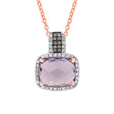 0.23ct White & Champagne Diamond & 3.08ct Amethyst Rose Gold Pendant