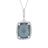 0.18ct Diamond & 3.79ct London Blue Topaz 14k White Gold Pendant