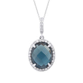 0.16ct Diamond & 3.44ct London Blue Topaz 14k White Gold Pendant