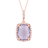 0.18ct Diamond & 3.12ct Amethyst 14k Rose Gold Pendant