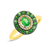 0.08ct Diamond & 0.84ct Green Garnet 14k Yellow Gold Ring