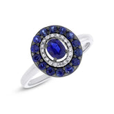 0.08ct Diamond & 0.84ct Blue Sapphire 14k White Gold Ring