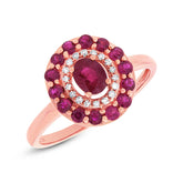 0.08ct Diamond & 0.99ct Ruby 14k Rose Gold Ring