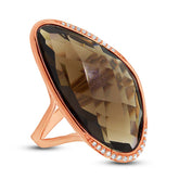 0.10ct Diamond & 18.99ct Smokey Topaz 14k Rose Gold Ring