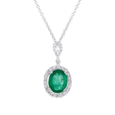 0.96ct Diamond & 4.04ct Emerald 18k White Gold Pendant
