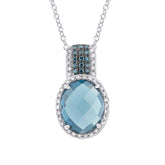 0.25ct White & Treated Blue Diamond & 4.06ct London Blue Topaz 14k White Gold Pendant