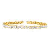 2.89ct 14k Yellow Gold Diamond Baguette Bangle