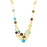 0.17ct Diamond & Multi-color Stone 14k Yellow Gold Necklace