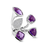 0.44ct Diamond & 6.84ct Amethyst 14k White Gold Ring Size 6