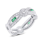 0.82ct Diamond & 0.25ct Emerald 14k White Gold Lady's Ring