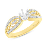0.20ct 18k Yellow Gold Diamond Semi-mount Ring for 0.50ct Center