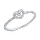 0.18ct 18k White Gold Diamond Heart Lady's Ring Size 8