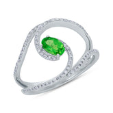 0.21ct Diamond & 0.46ct Green Garnet 14k White Gold Ring