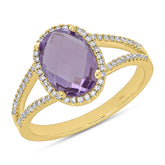 0.19ct Diamond & 1.97ct Amethyst 14k Yellow Gold Ring
