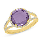 0.20ct Diamond & 3.51ct Amethyst 14k Yellow Gold Ring