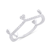 0.13ct 14k White Gold Diamond Heart Crown Ring Size 8