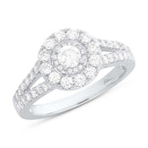 0.20ct Round Brilliant Center and 0.82ct Side 14k White Gold Diamond Engagement Ring