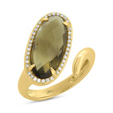 0.13ct Diamond & 5.52ct Smokey Topaz 14k Yellow Gold Ring