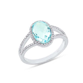 0.19ct Diamond & 2.50ct Blue Topaz 14k White Gold Ring