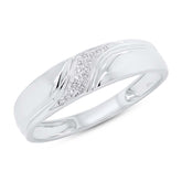0.05ct 14k White Gold Diamond Men's Band