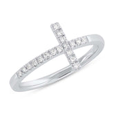0.05ct 14k White Gold Diamond Cross Ring Size 2.5