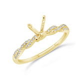 0.13ct 14k Yellow Gold Diamond Semi-mount Ring for 1.00ct Center