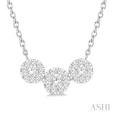 1/2 Ctw 3-Stone Lovebright Round Cut Diamond Necklace in 14K White Gold