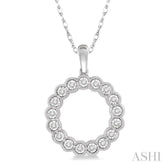 1/8 Ctw Circular Lattice Halo Round Cut Diamond Fashion Pendant in 10K White Gold with chain