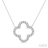 1/2 Ctw Clover Round Cut Diamond Pendant With Chain in 14K White Gold