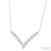 3/4 Ctw Round Cut Diamond Chevron Necklace in 14K White Gold