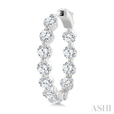 5 Ctw Inside-Out Single Prong Set Round Cut Diamond Hoop Earrings in 14K White Gold