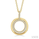1/10 ctw Petite Twin Circle Round Cut Diamond Fashion Pendant With Chain in 10K Yellow Gold