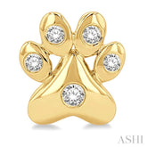 1/10 Ctw Petite Dog Paw Round Cut Diamond Fashion Stud Earring in 10K Yellow Gold