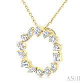 1 Ctw Circle Multi-Cut Diamond Fashion Pendant With Chain in 14K Yellow Gold
