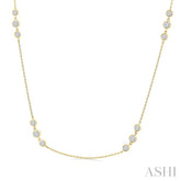 1 1/2 Ctw Three Stone Bezel Set Round Cut Diamond Station Necklace in 14K Yellow Gold